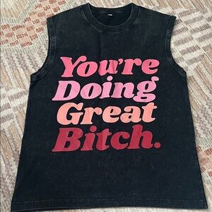 Black Sleeveless Graphic Tee